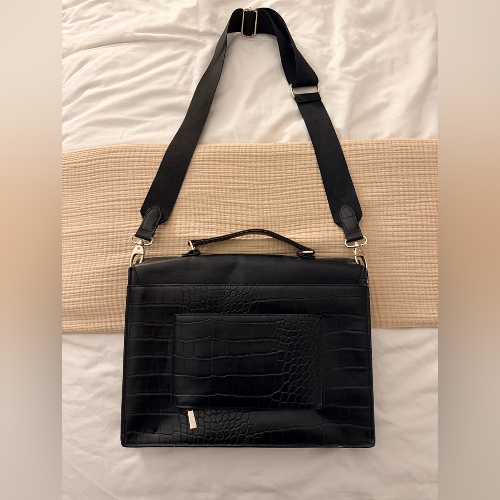 BEIS Black Croc-Embossed Laptop Bag - Picture 2 of 10